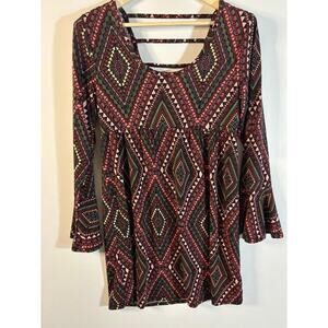 BONGO Geometric Pattern Mini Dress - Black, Pink, White